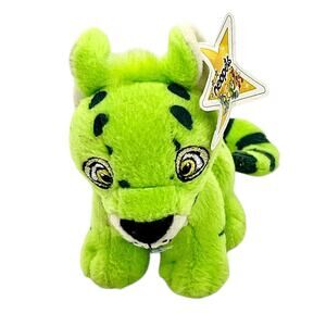 Vintage Lime Green Neopets Kougra Mcdonalds Toy Plush Stuffed With Tag CL65